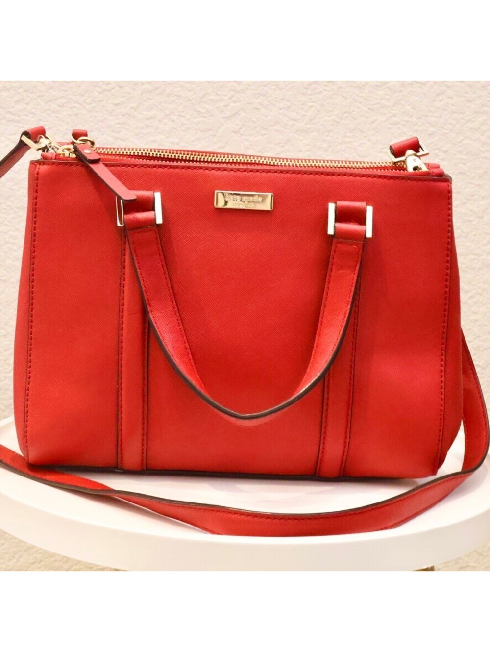 Kate Spade Newbury Lane Caining Loden Satchel Crossbody Red